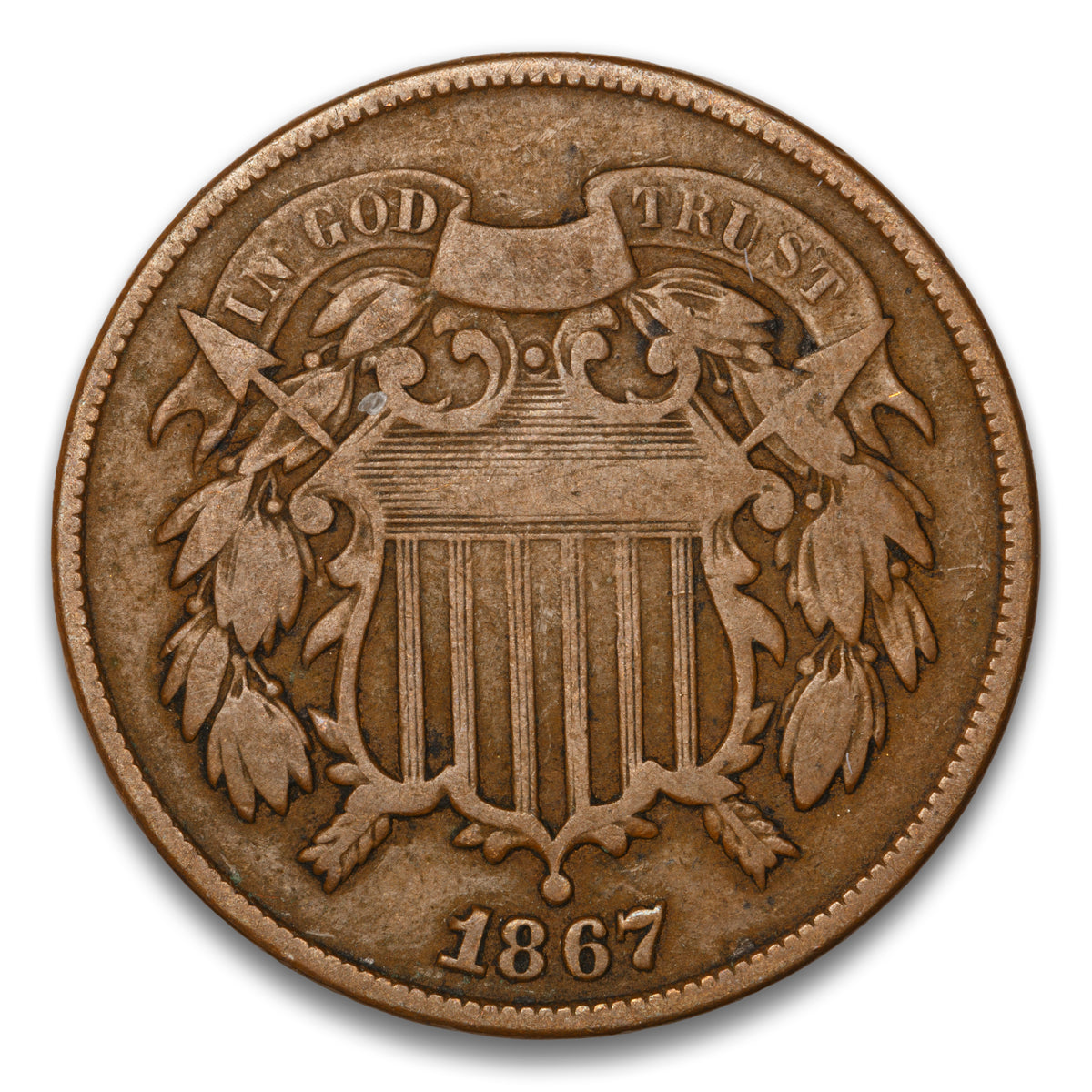 US 2 Cent 1867 Non-Certified VG-10