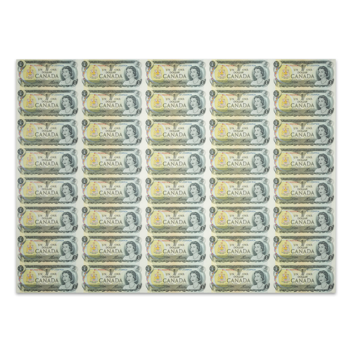 $1 1973 BC-46b Uncut Banknote Sheet Crow-Bouey Prefix BFL UNC 5x8