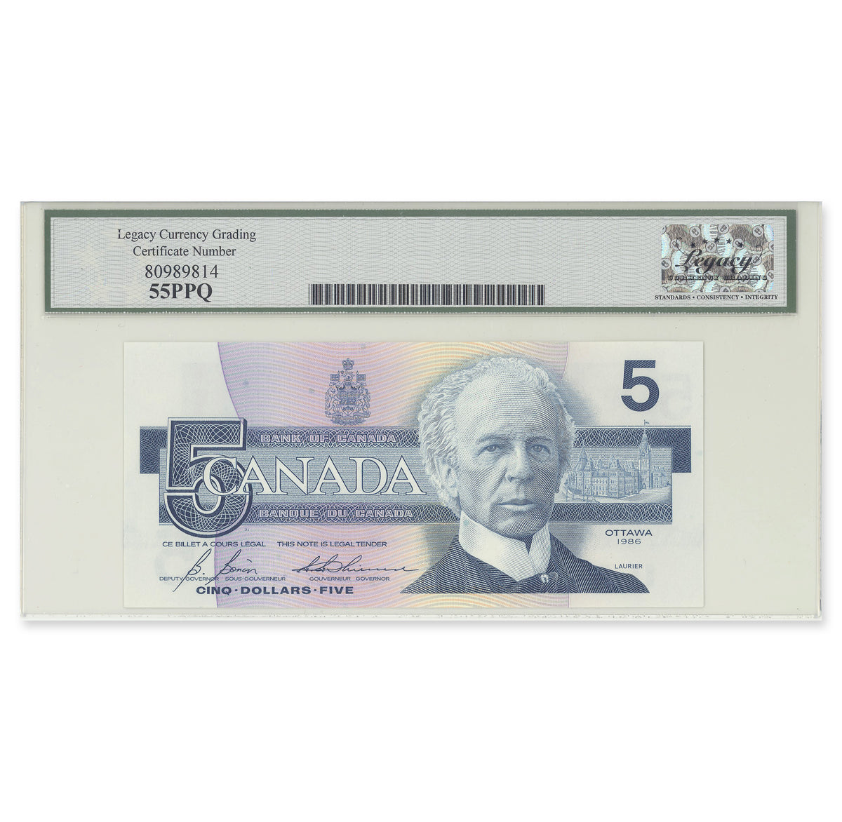 $5 1986 BC-56c-E3-iv Consecutive Printing Error Bonin-Thiessen Prefix GOM Legacy AU-55 PPQ