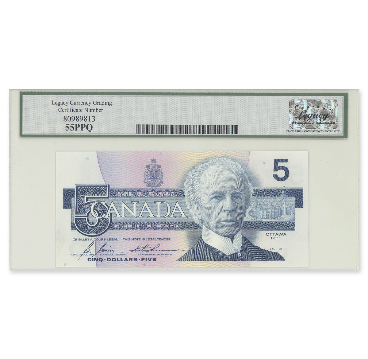 $5 1986 BC-56c-E3-iv Consecutive Printing Error Bonin-Thiessen Prefix GOM Legacy AU-55 PPQ