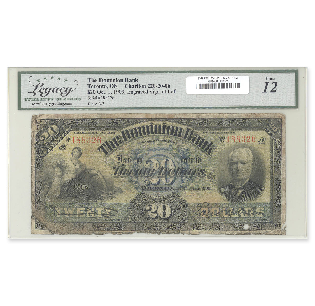$20 1909 220-20-06 Dominion Bank various-Osler Legacy F-12