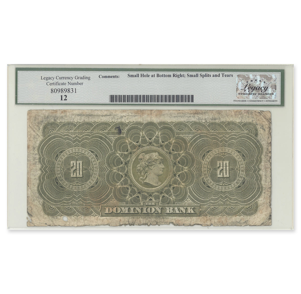 $20 1909 220-20-06 Dominion Bank various-Osler Legacy F-12
