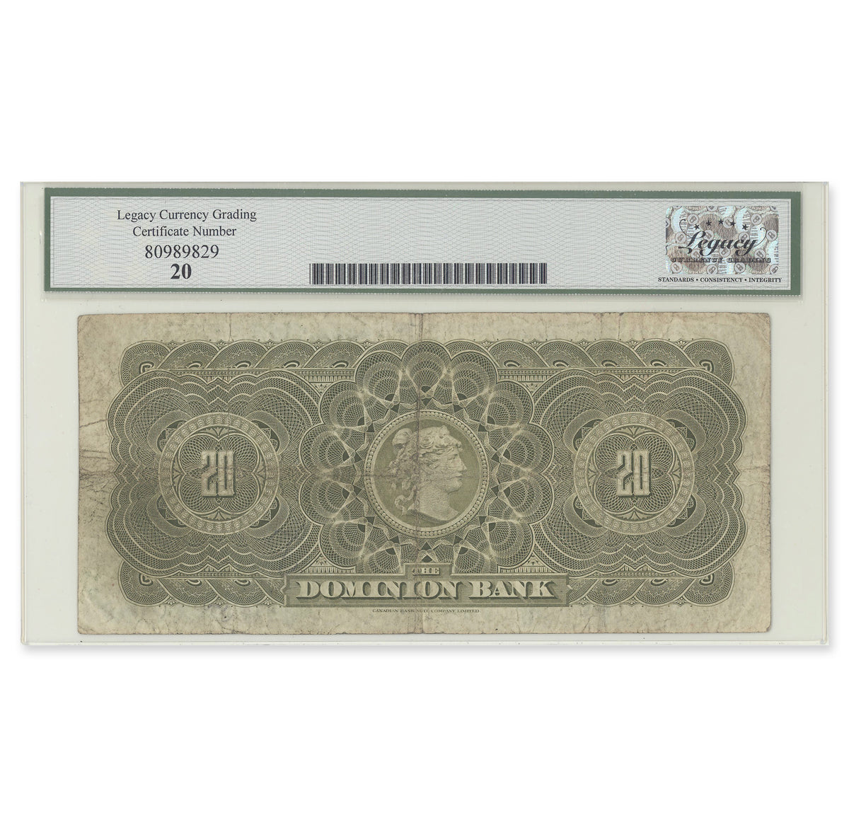 $20 1925 220-20-08 Dominion Bank Bogert-Austin Legacy VF-20