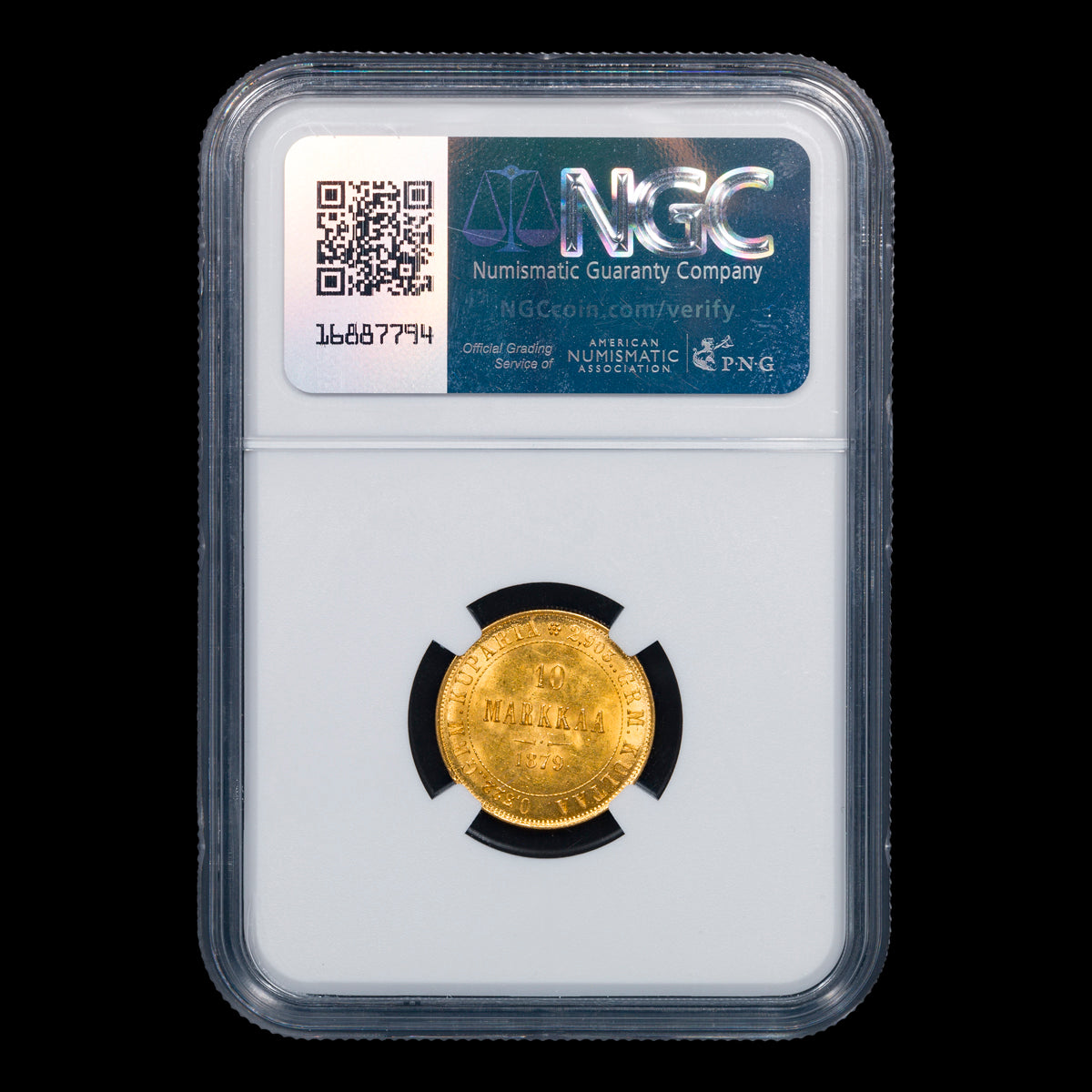 Finland Nicholas II Gold 10 Markaa 1879 S MS-63