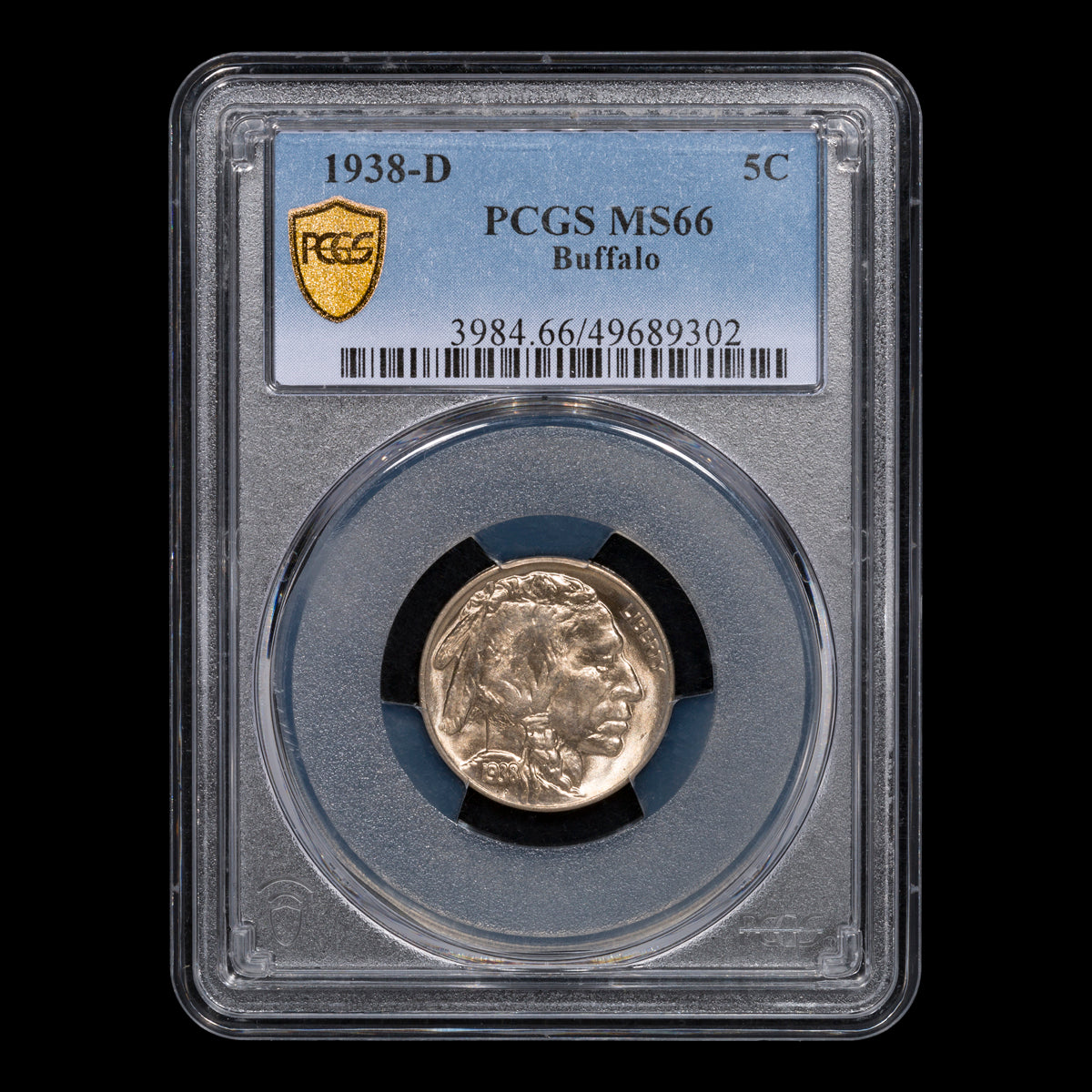 US 5 Cent Buffalo 1938D PCGS MS-66