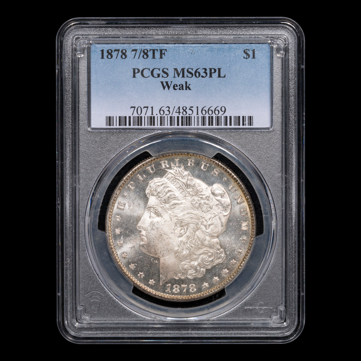US $1 Morgan 1878 7/8TF Weak PCGS MS-63 PL