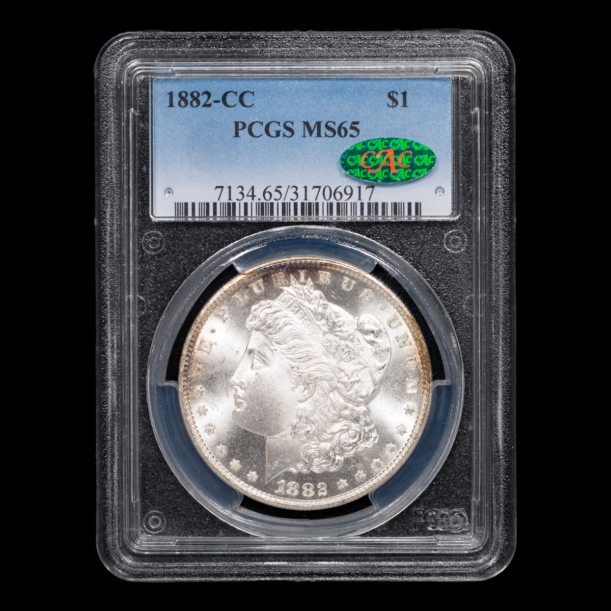 US $1 Morgan 1882CC PCGS MS-65 CAC Green Bean