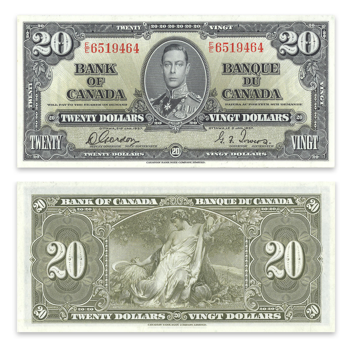 $20 1937 BC-25b Gordon-Towers Prefix E/E EF-45