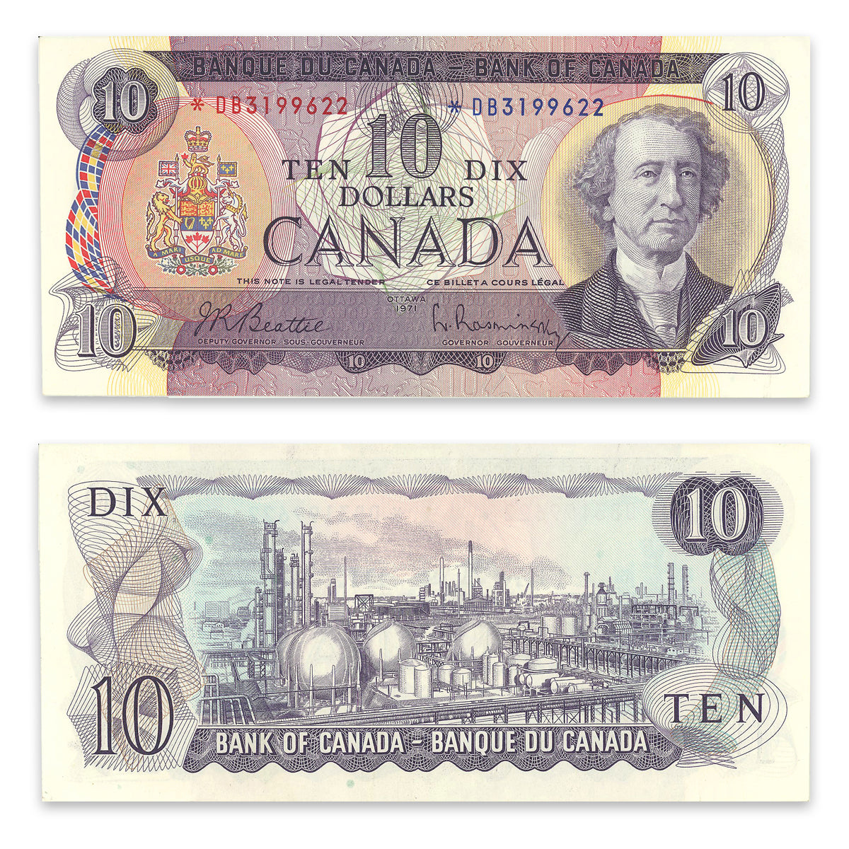 $10 1971 BC-49aA Replacement Beattie-Rasminsky Prefix *DB EF-40