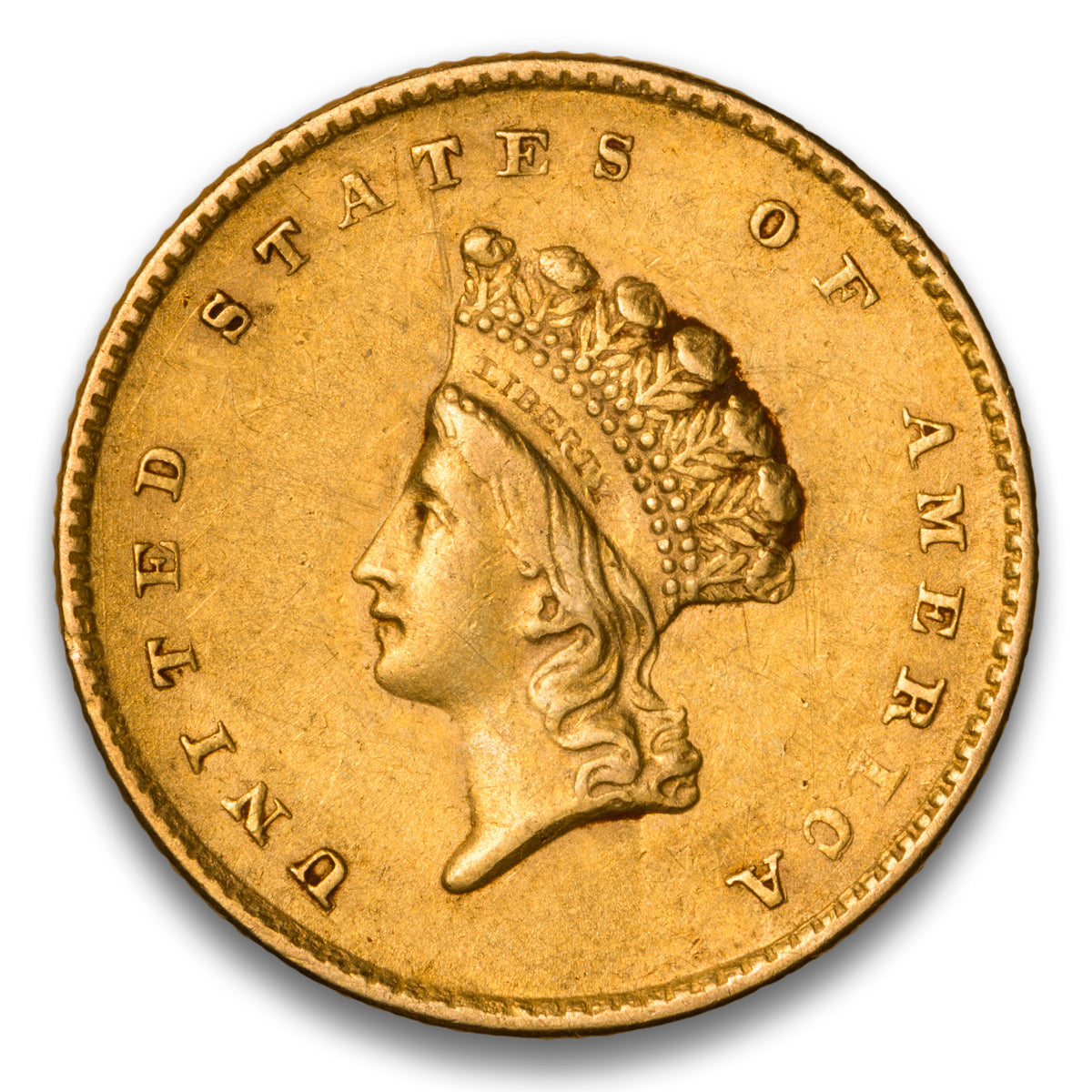 US $1 Gold Type 2 1855 EF-45
