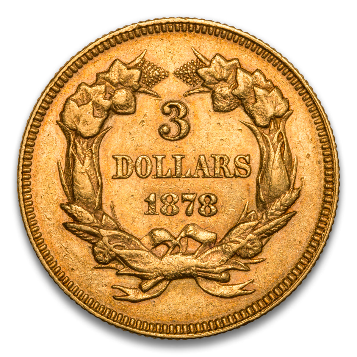 US $3 Gold 1878 EF-40