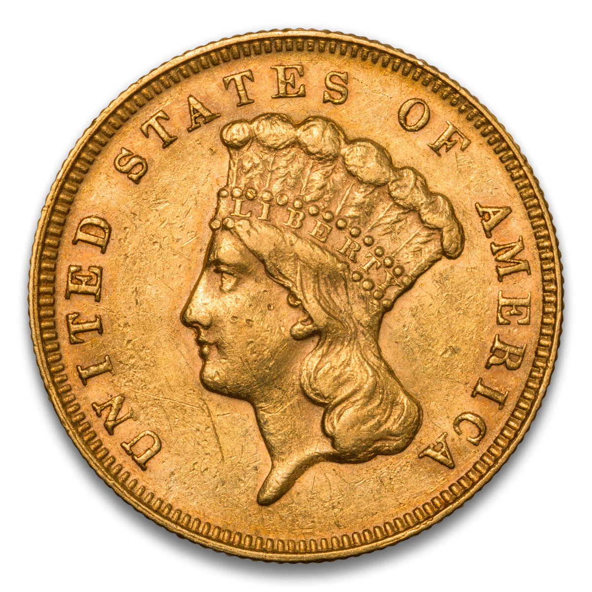 US $3 Gold 1878 EF-40