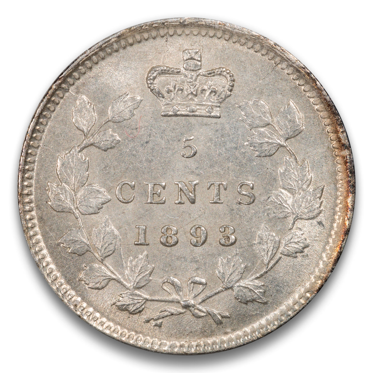 5 Cent 1893 Repunched 8 ICCS MS-64