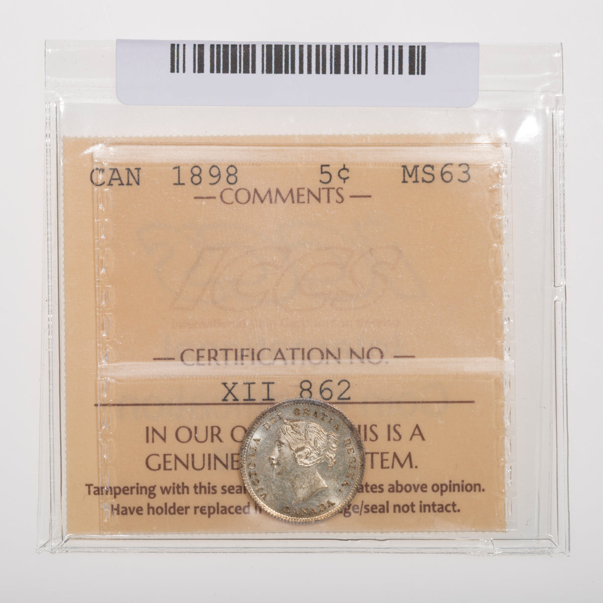 5 Cent 1898 ICCS MS-63