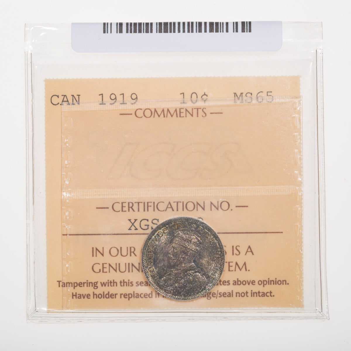 10 Cent 1919 ICCS MS-65