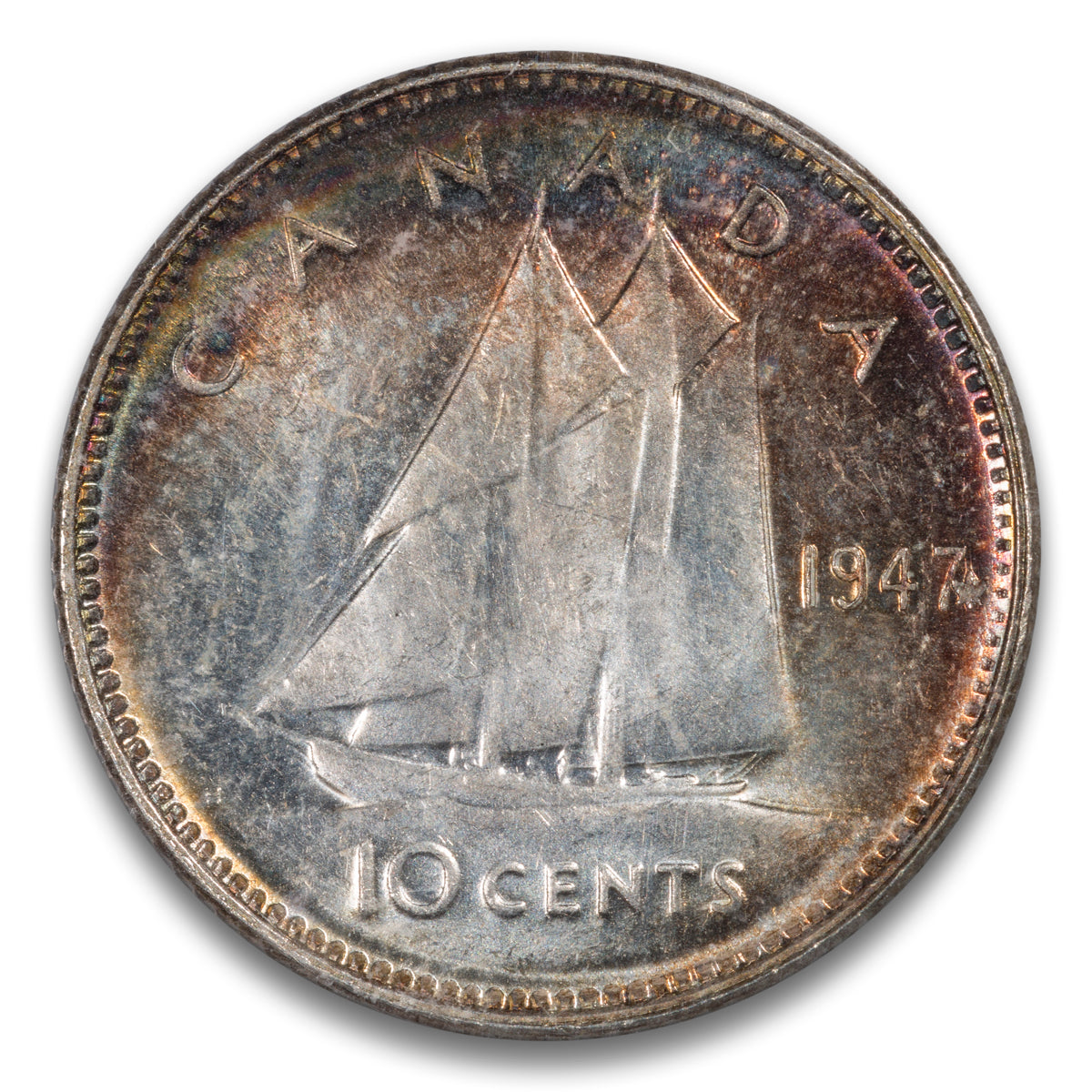 10 Cent 1947 Maple Leaf ICCS MS-66 Cameo