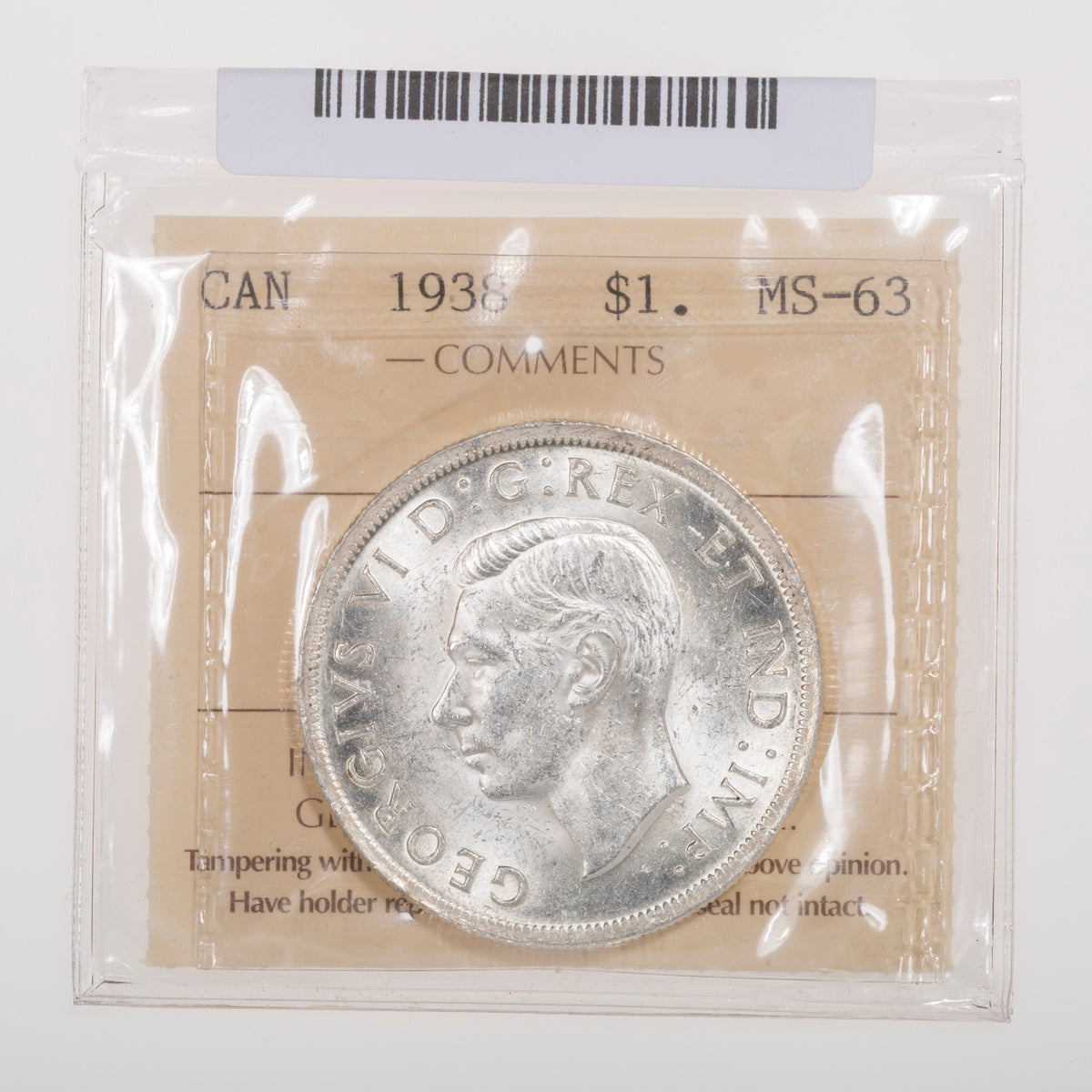 $1 1938 ICCS MS-63