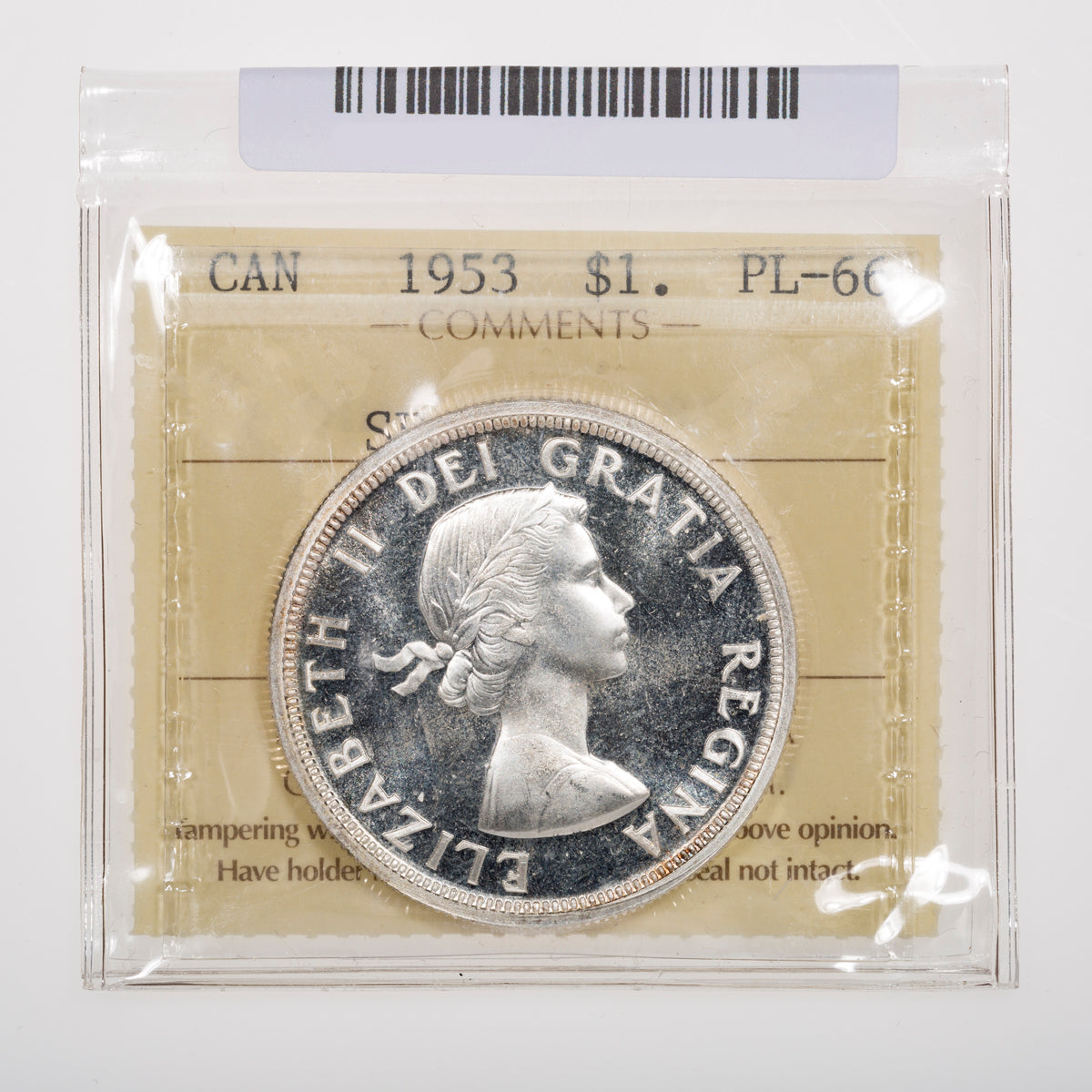 $1 1953 Shoulder Fold ICCS PL-66 Cameo