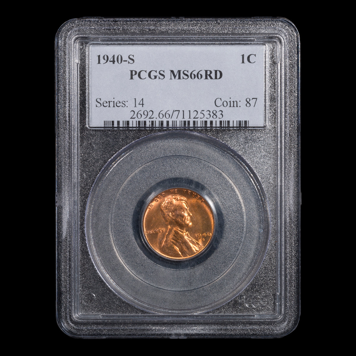 US 1 Cent Wheat 1940S PCGS MS-66 Red