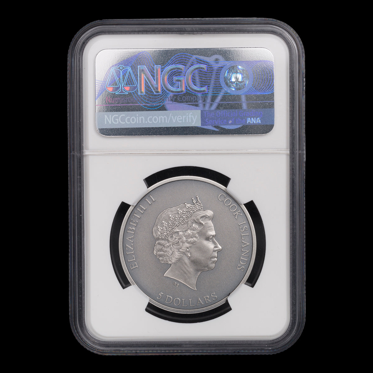 Cook Islands Silver 5 Dollars 2022 MS-70 Antiqued