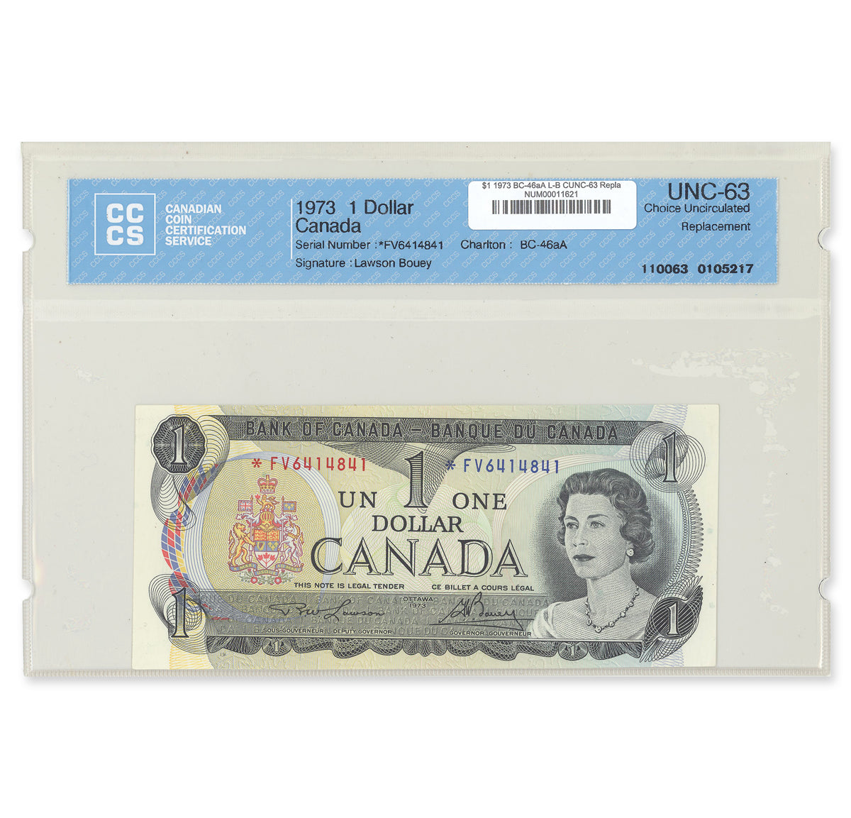 $1 1973 BC-46aA Replacement Lawson-Bouey Prefix *FV CCCS CUNC-63