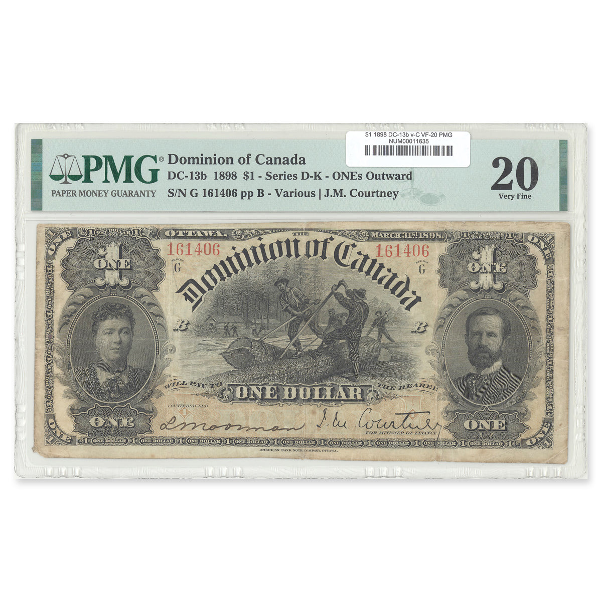 $1 1898 DC-13b various-Courtney Prefix G PMG VF-20