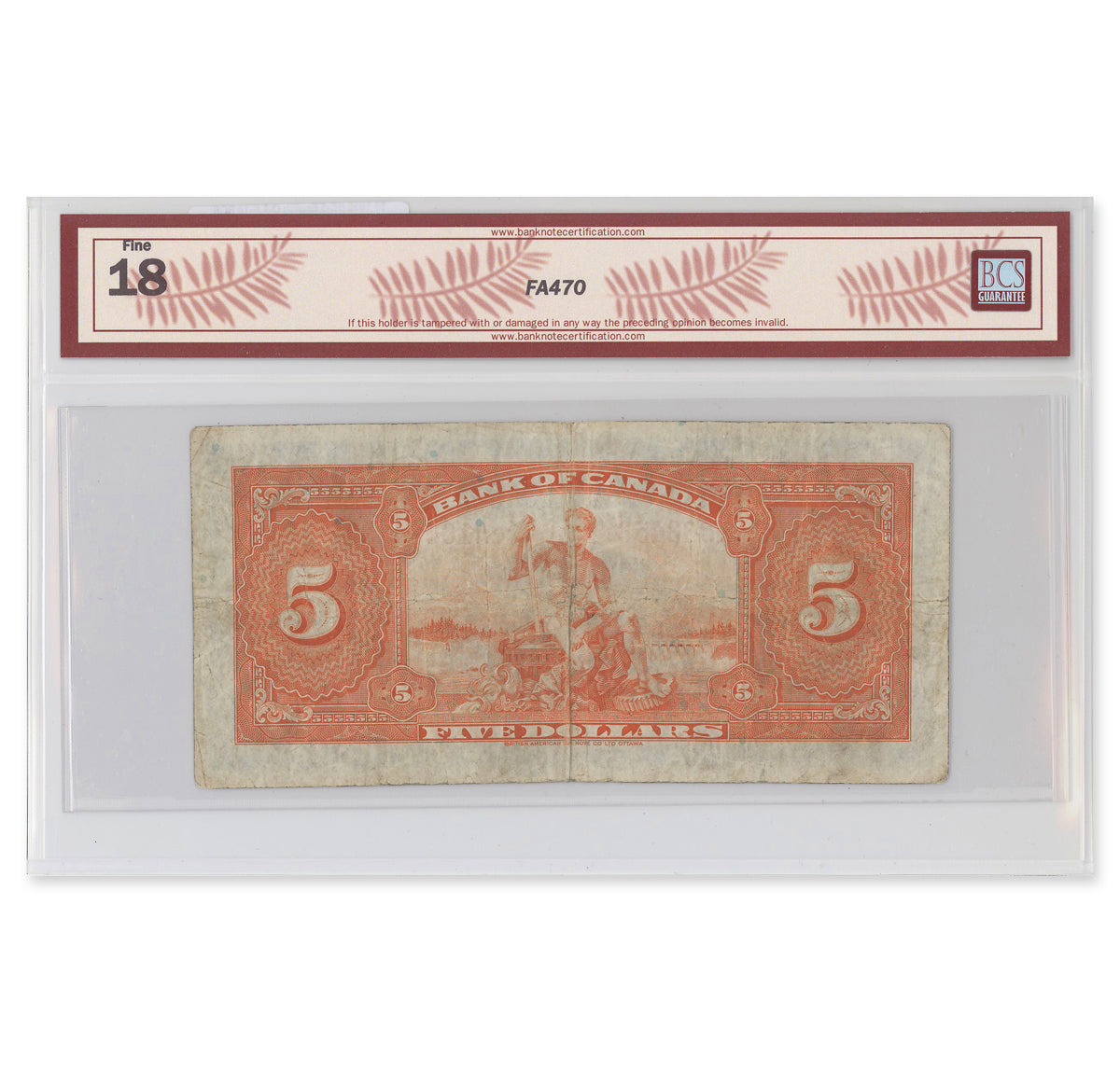 $5 1935 BC-5 English Osborne-Towers Prefix A BCS F-18