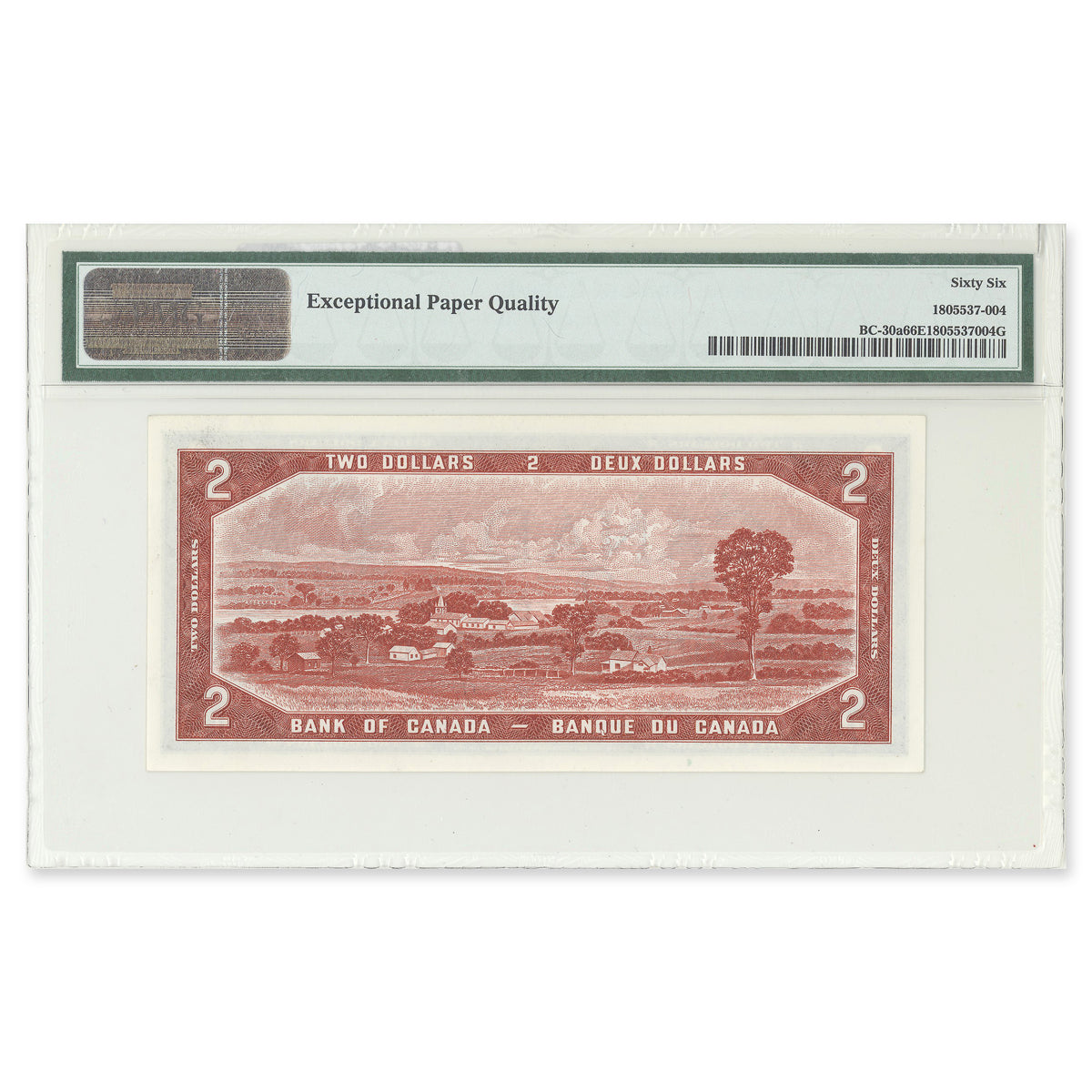 $2 1954 Devil's Face Series BC-30a Coyne-Towers Prefix D/B PMG GUNC-66 EPQ