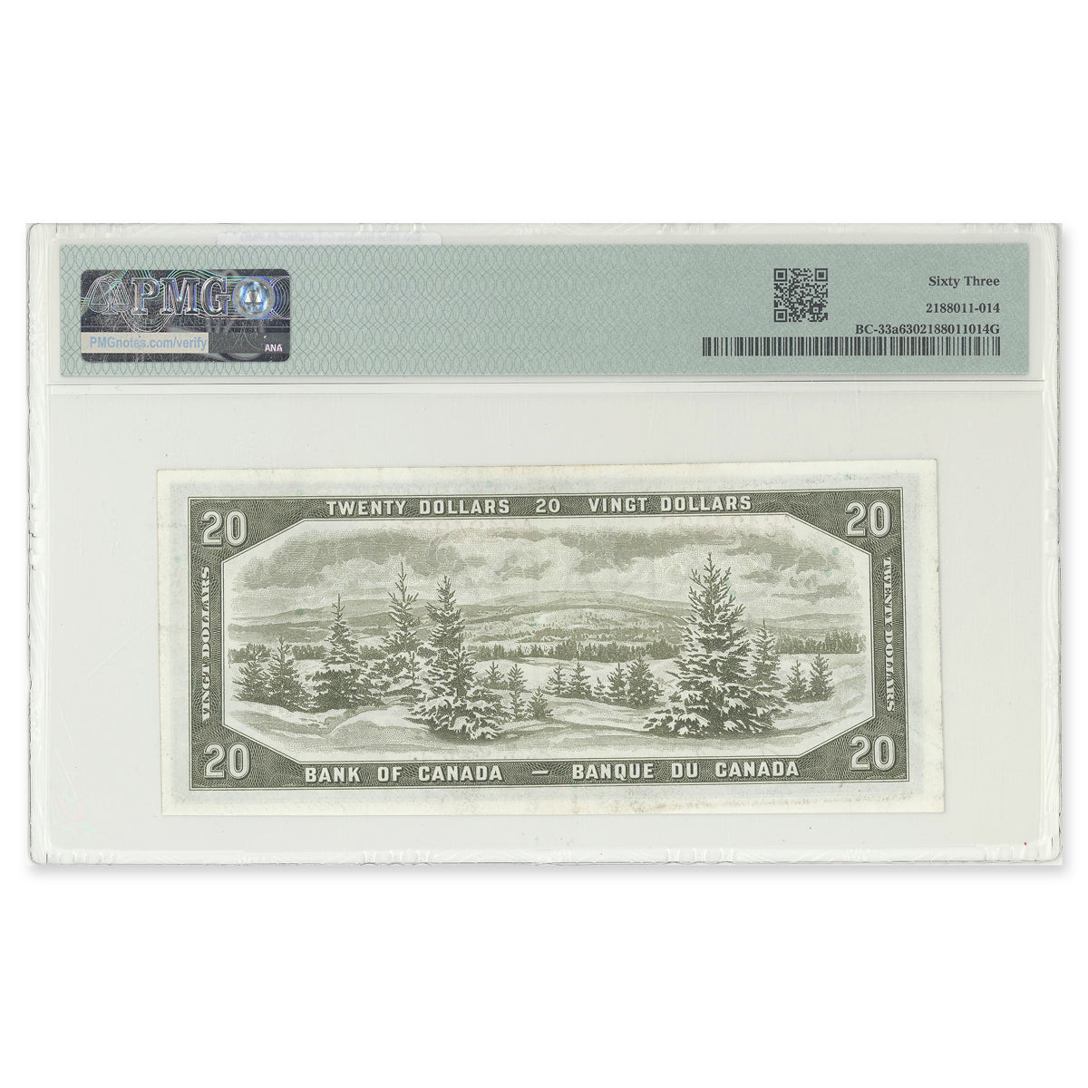 $20 1954 Devil's Face Series BC-33a Coyne-Towers Prefix A/E PMG CUNC-63