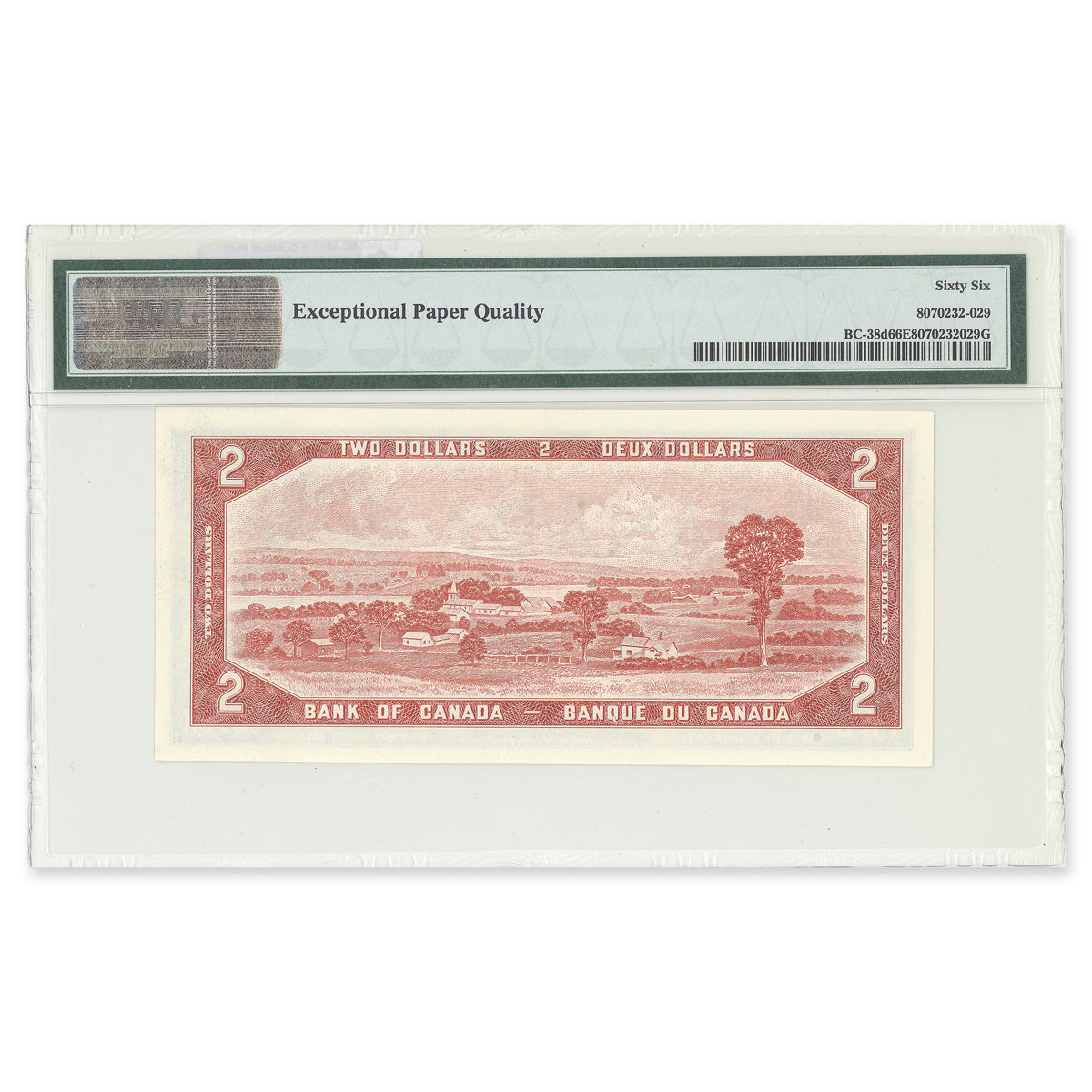 $2 1954 Modified Series BC-38d Lawson-Bouey Prefix S/G PMG GUNC-66 EPQ