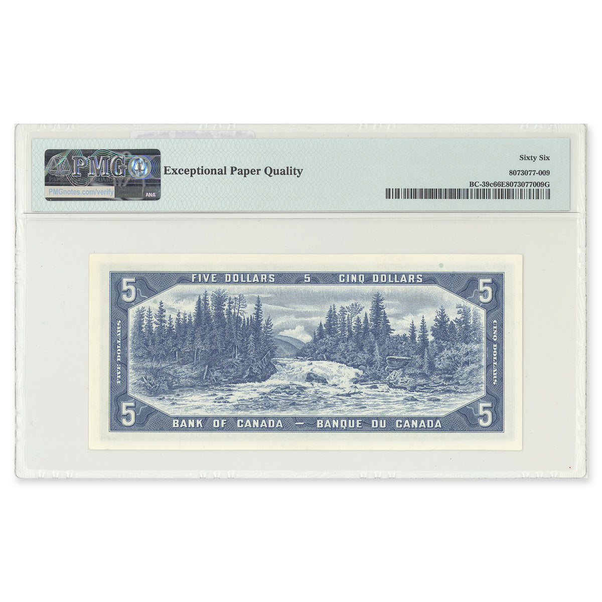 $5 1954 Modified Series BC-39c Bouey-Rasminsky Prefix T/X PMG GUNC-66 EPQ