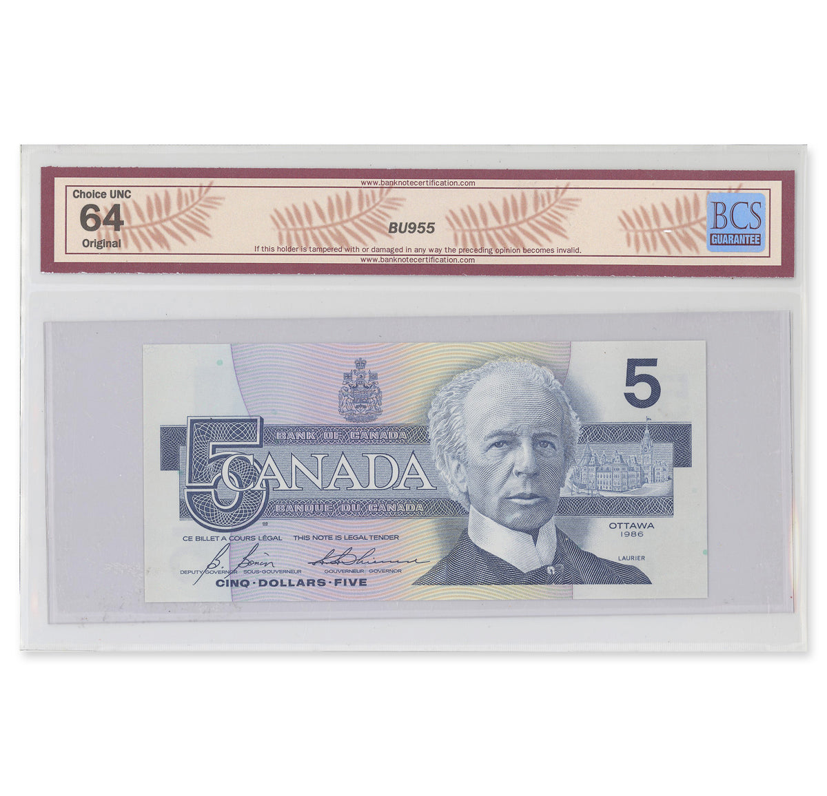 $5 1986 BC-56c-i Bonin-Thiessen Prefix ANH BCS CUNC-64 Original