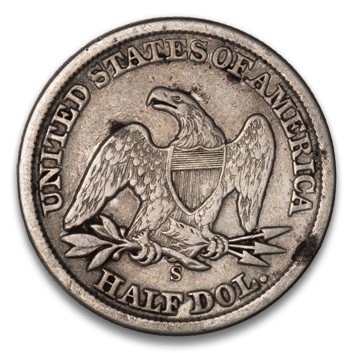 US 50 Cent Seated No Motto 1862S WB-4 Bearded Liberty Non-Certified VF-20