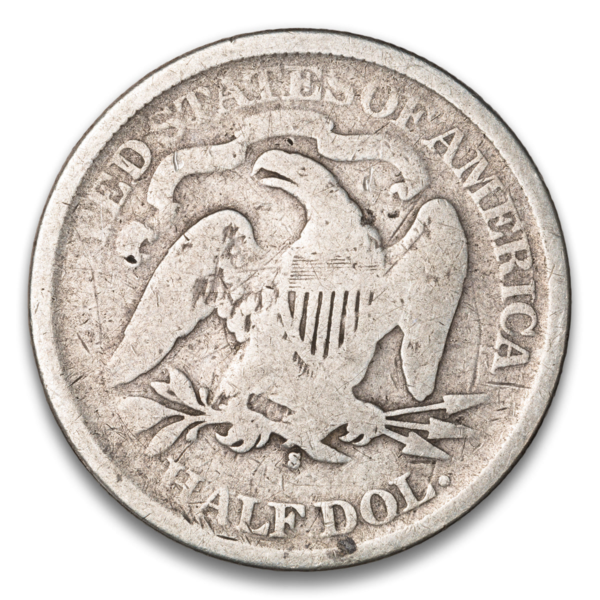 US 50 Cent Seated With Motto 1875S WB-8 Very Small S Non-Certified G-4