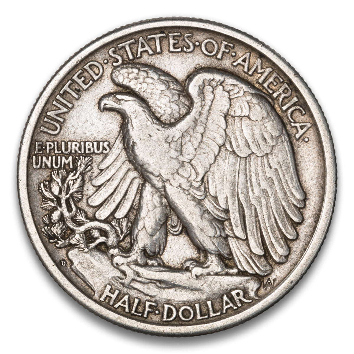 US 50 Cent Walking 1917D Reverse Mintmark EF-40