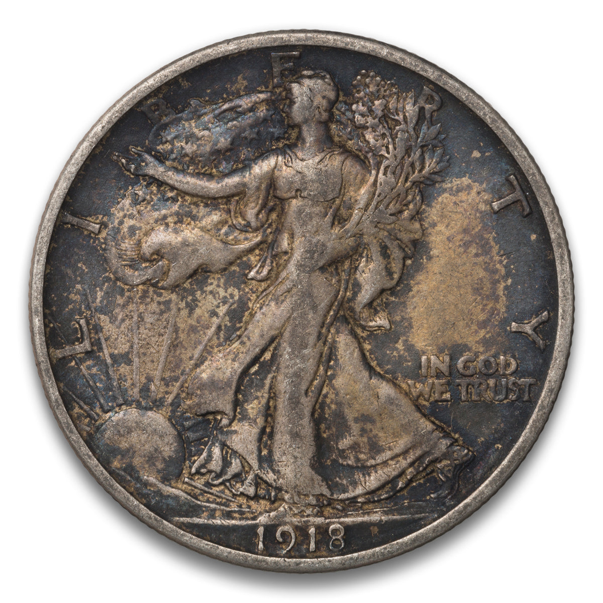 US 50 Cent Walking 1918S VF-35
