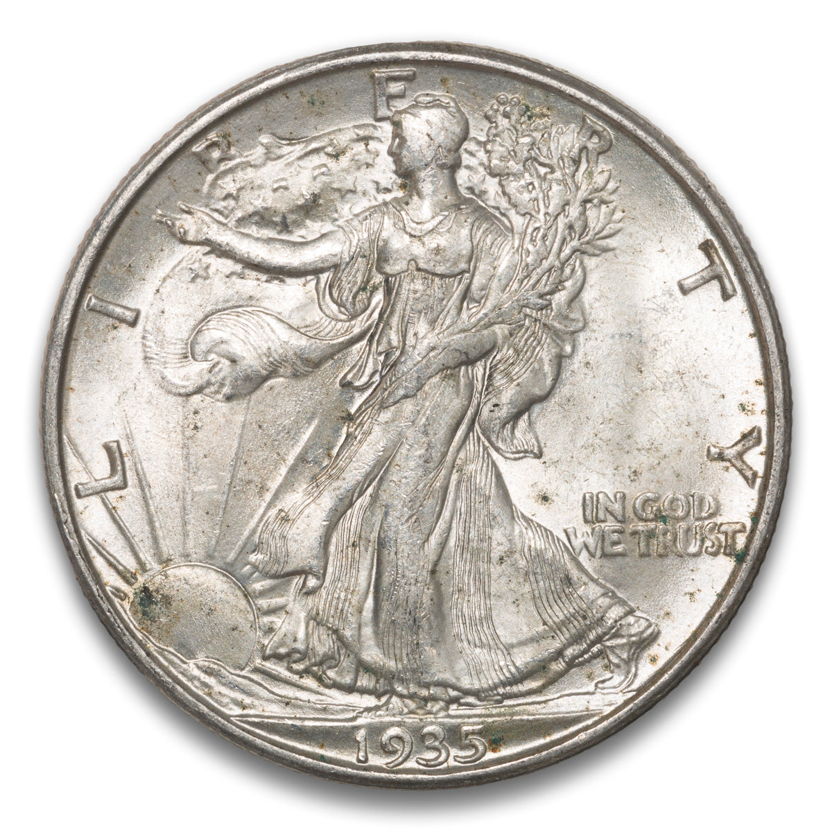 US 50 Cent Walking 1935D AU-58