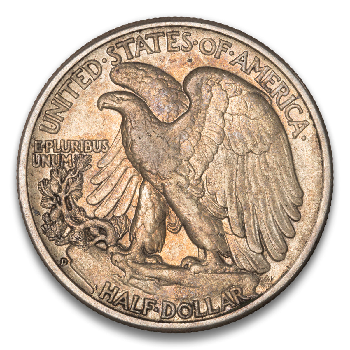 US 50 Cent Walking 1938D AU-50
