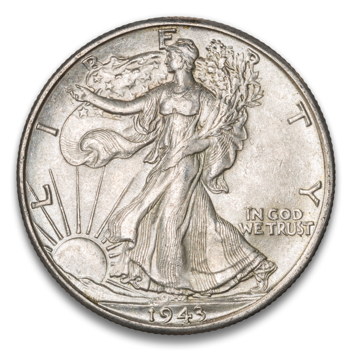 US 50 Cent Walking 1943D AU-58