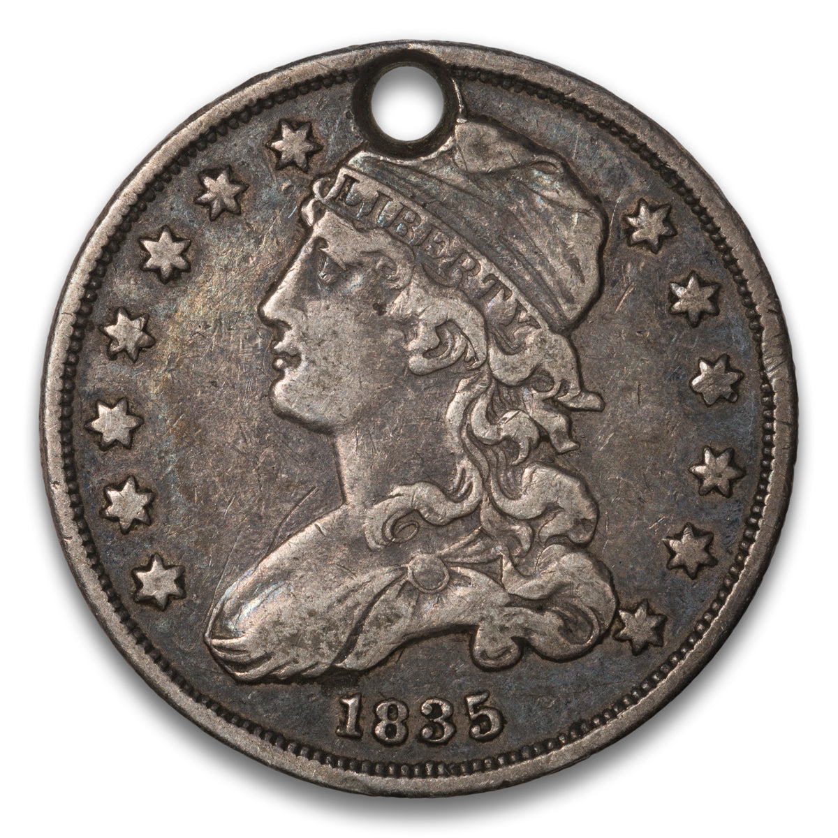 US 25 Cent Capped Bust Small Size 1835 B-7 VF-25