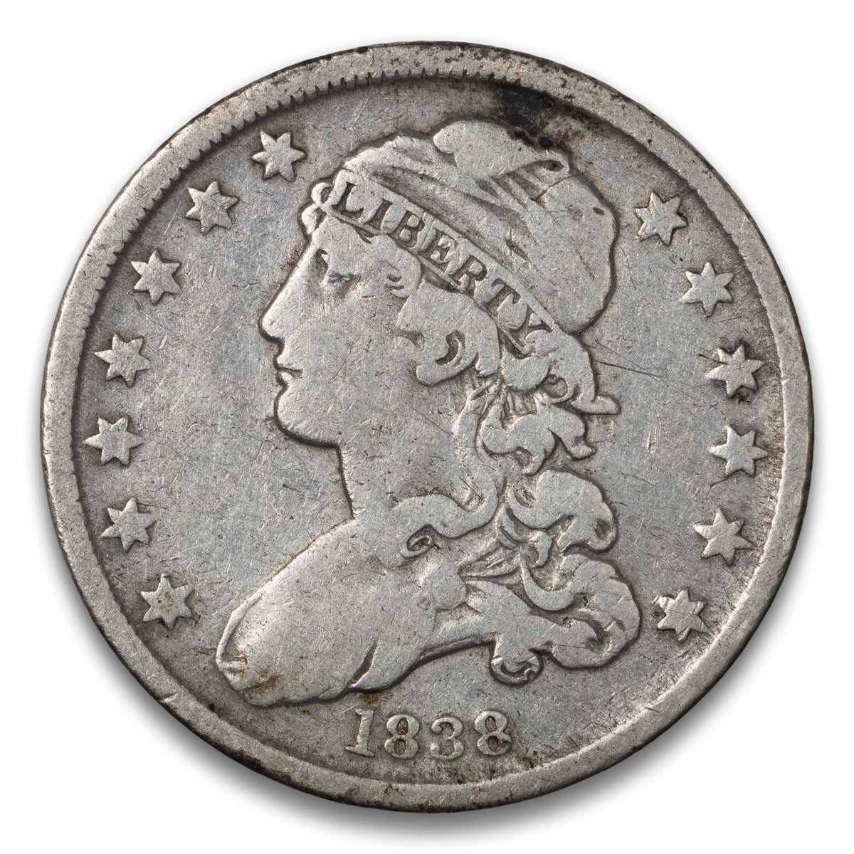 US 25 Cent Capped Bust Small Size 1838 B-1 F-12