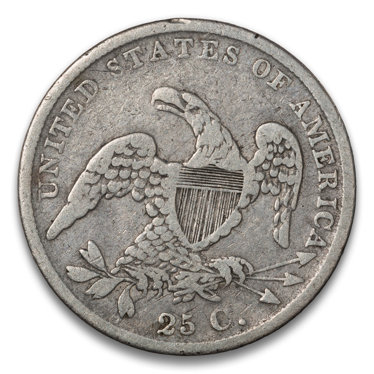 US 25 Cent Capped Bust Small Size 1838 B-1 F-12