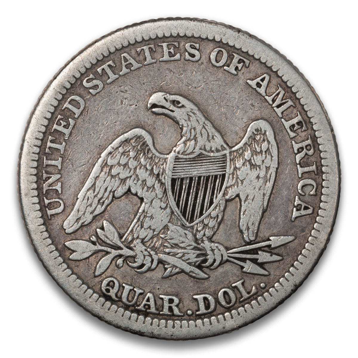 US 25 Cent Seated No Motto 1845 VF-25