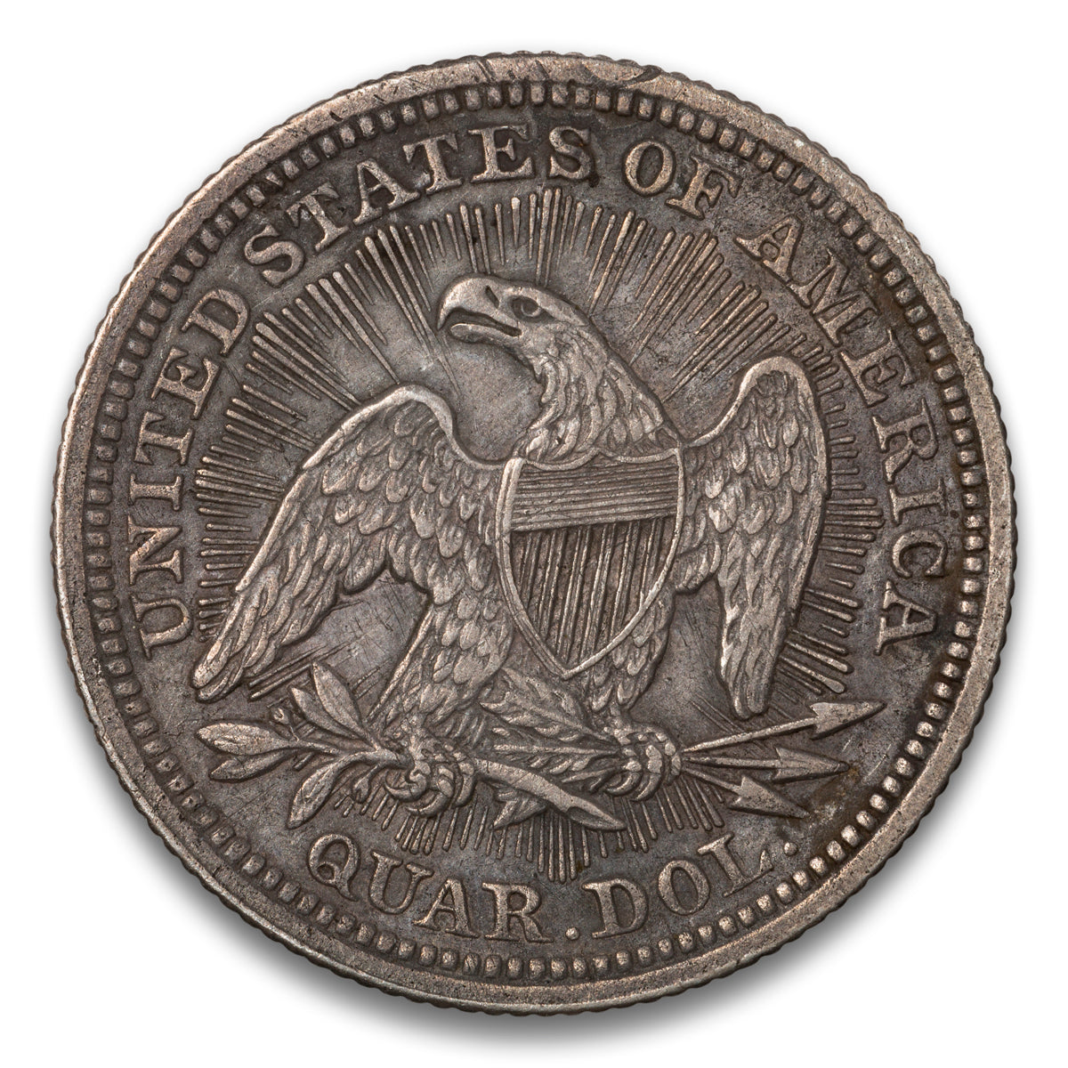US 25 Cent Seated Arrows & Rays 1853 EF-40