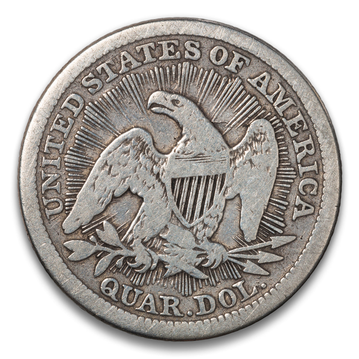 US 25 Cent Seated Arrows & Rays 1853 VG-8