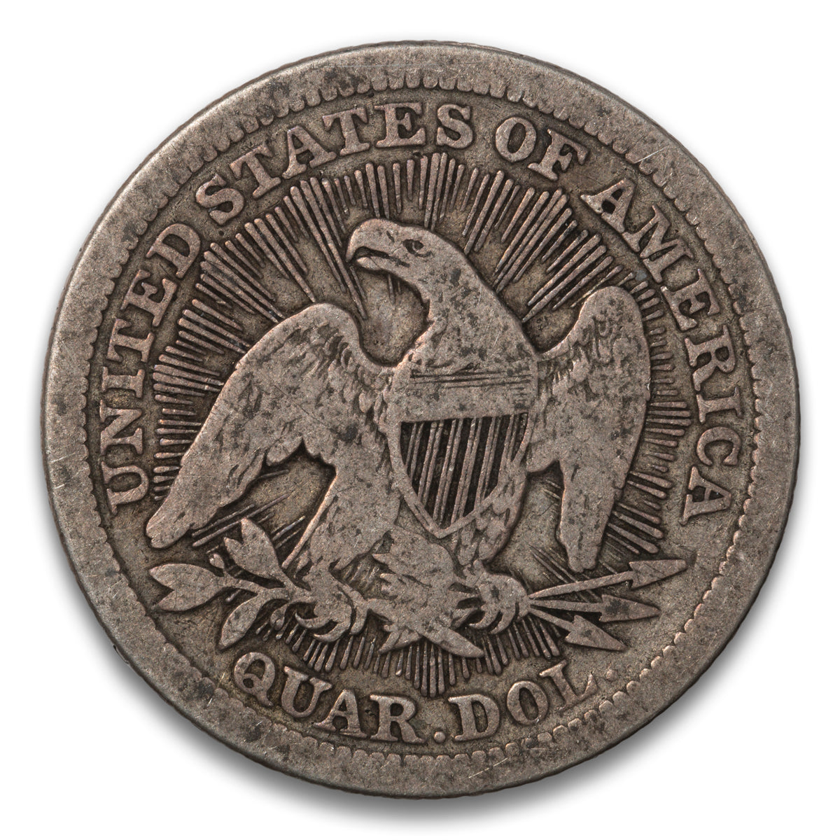 US 25 Cent Seated Arrows & Rays 1853 VG-8