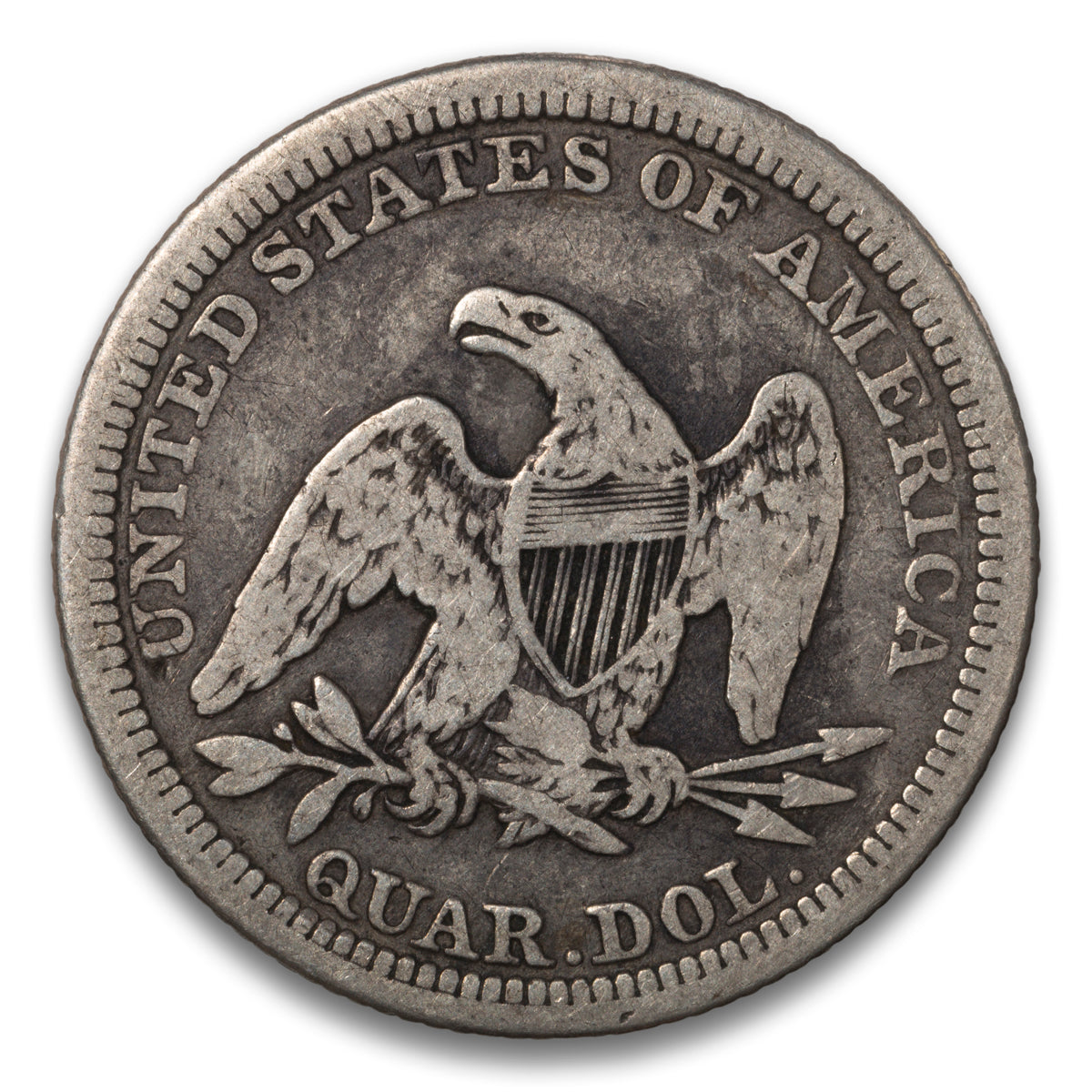 US 25 Cent Seated No Motto, Arrows 1854 VG-10