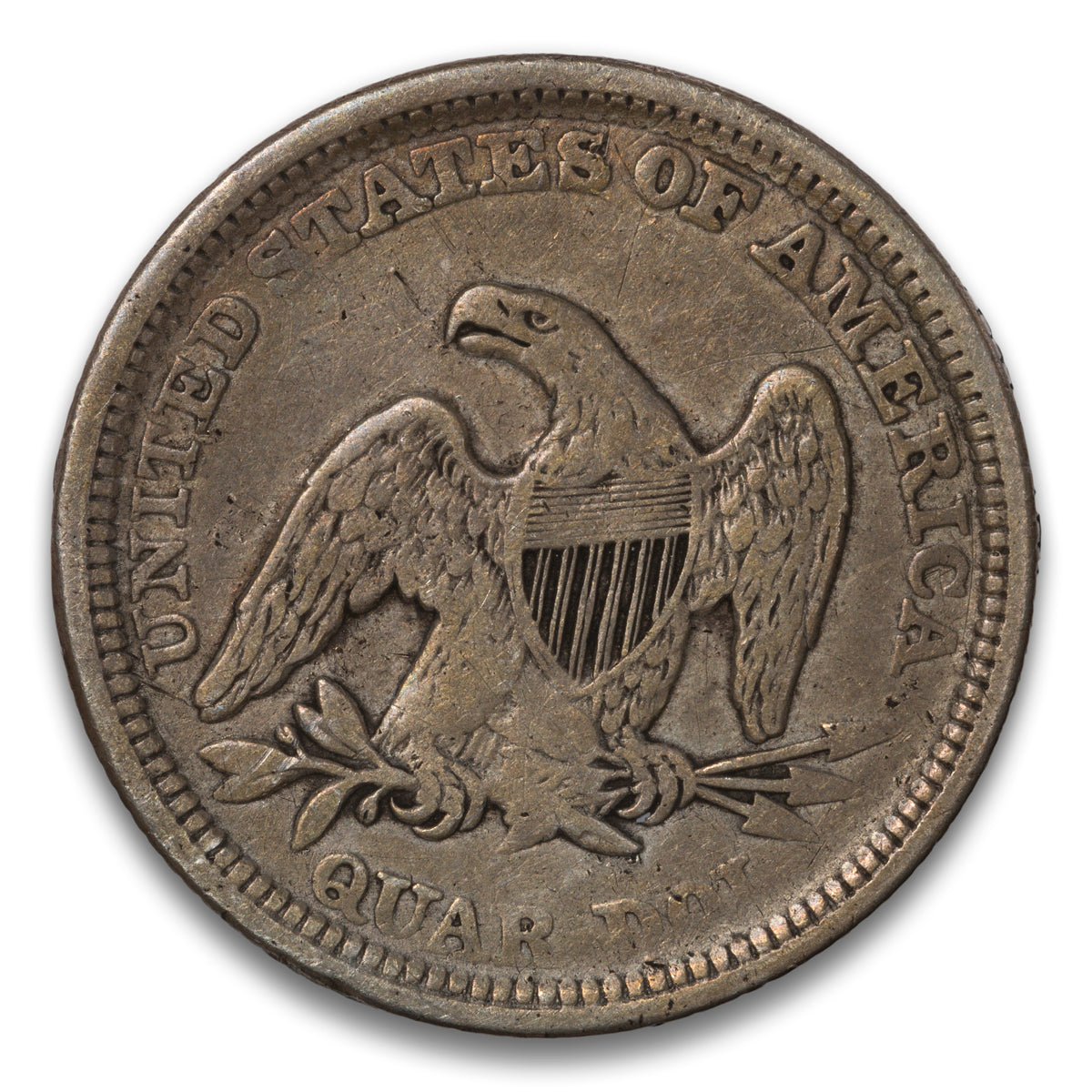 US 25 Cent Seated No Motto 1857 F-15