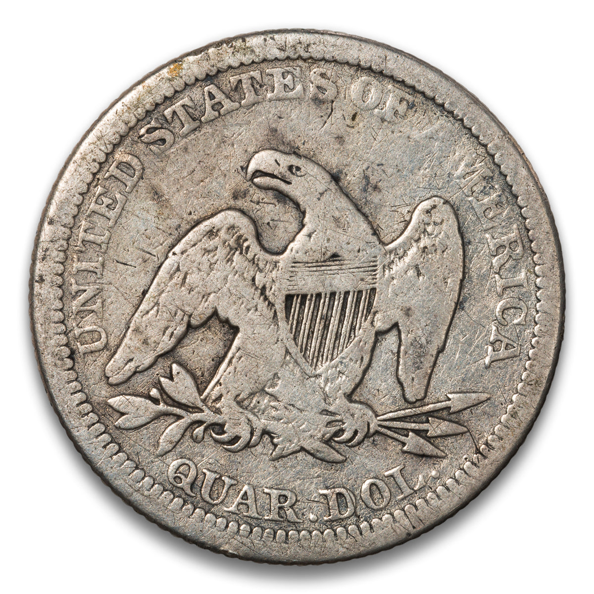 US 25 Cent Seated No Motto 1857 VG-10