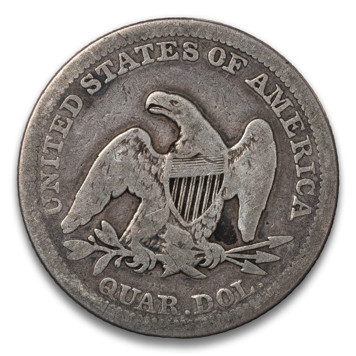 US 25 Cent Seated No Motto 1857 VG-8